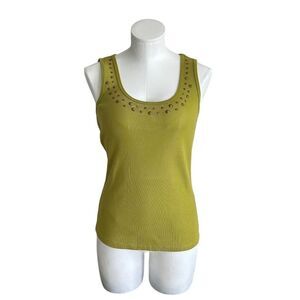 St. John's Bay Women's M Green Sequin Tank Top Sleeveless Casual